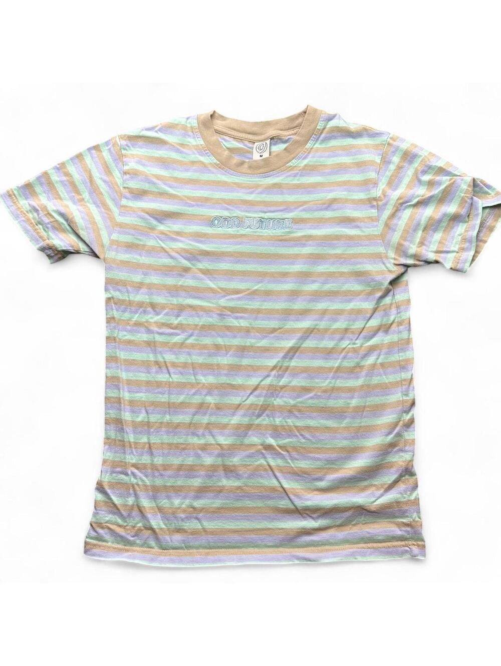 Odd Future M Striped Embroidered Donut Logo T-Shirt